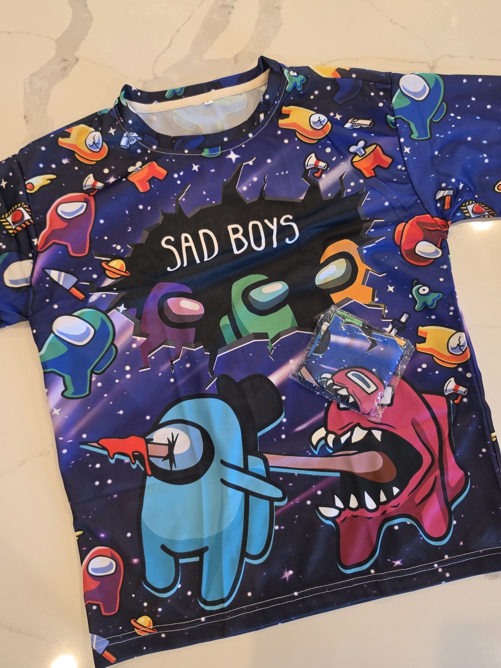 Sad Boys Among Us Graphic Tee - Navy Multicolor - L - NEW!